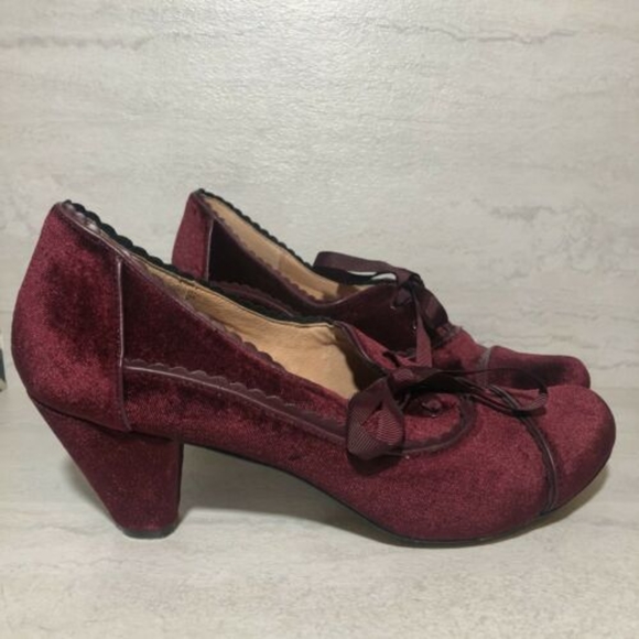 Anthropologie Shoes - Chelsea crew Madison Oxford maroon velvet Sz 41 10